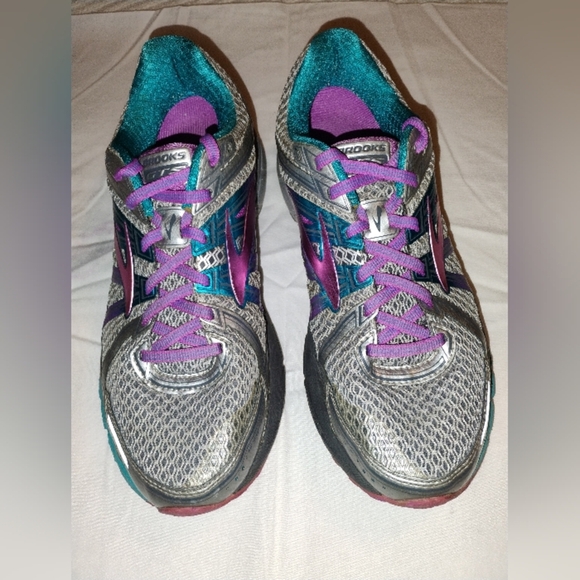 Brooks Adrenaline GTS 17 Running Shoes Silver/Purple Cactus Flower/Bluebird 8.5 - Picture 3 of 10